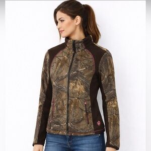 GAME WINNER Brown Woods Camo Fleece Full Zip Jacket Womens Size Medium
